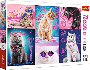 Super kočky: Puzzle Neon Color Line/1000 dílků