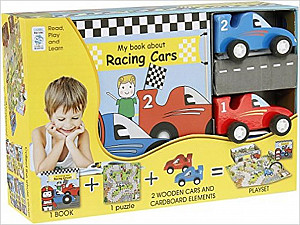 My Little Book about Racing Cars (Book, Wooden Toy & 16-piece Puzzle)