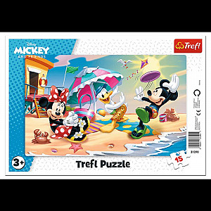 Puzzle Mickey a Minnie / Zábava na pláži, 15 dílků
