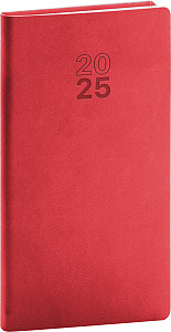 Kapesní diář Aprint 2025, červený, 9 × 15,5 cm