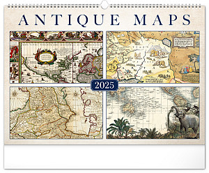 Nástěnný kalendář Staré mapy 2025, 48 × 33 cm