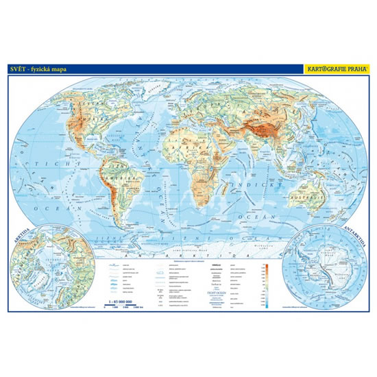 Svět - příruční fyzická a politická mapa 1:85 mil./42x29,7 cm