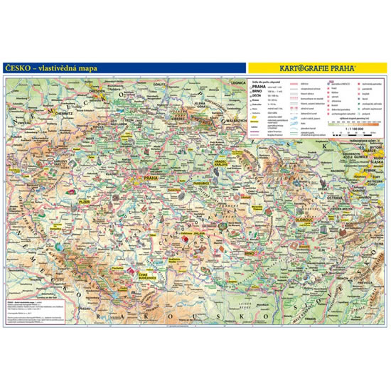 Česko - vlastivědná mapa, 1 : 1 100 000 / obrysová mapa / 46 x 32 cm