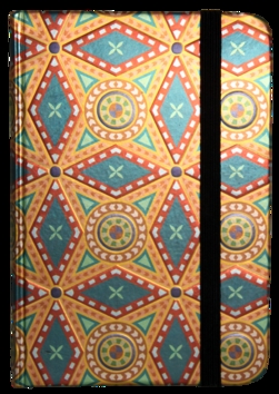 Zápisník s gumičkou 95x140 mm zlatooranžový ornament