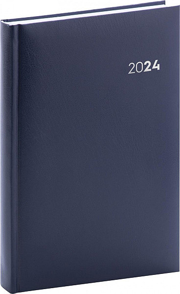 Diář 2024: Balacron - modrý tmavě, denní, 15 × 21 cm