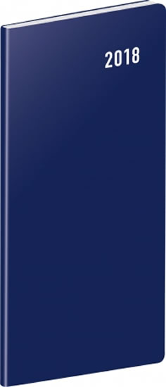 Diář 2018 - Modrý - kapesní/plánovací měsíční, 8 x 18 cm